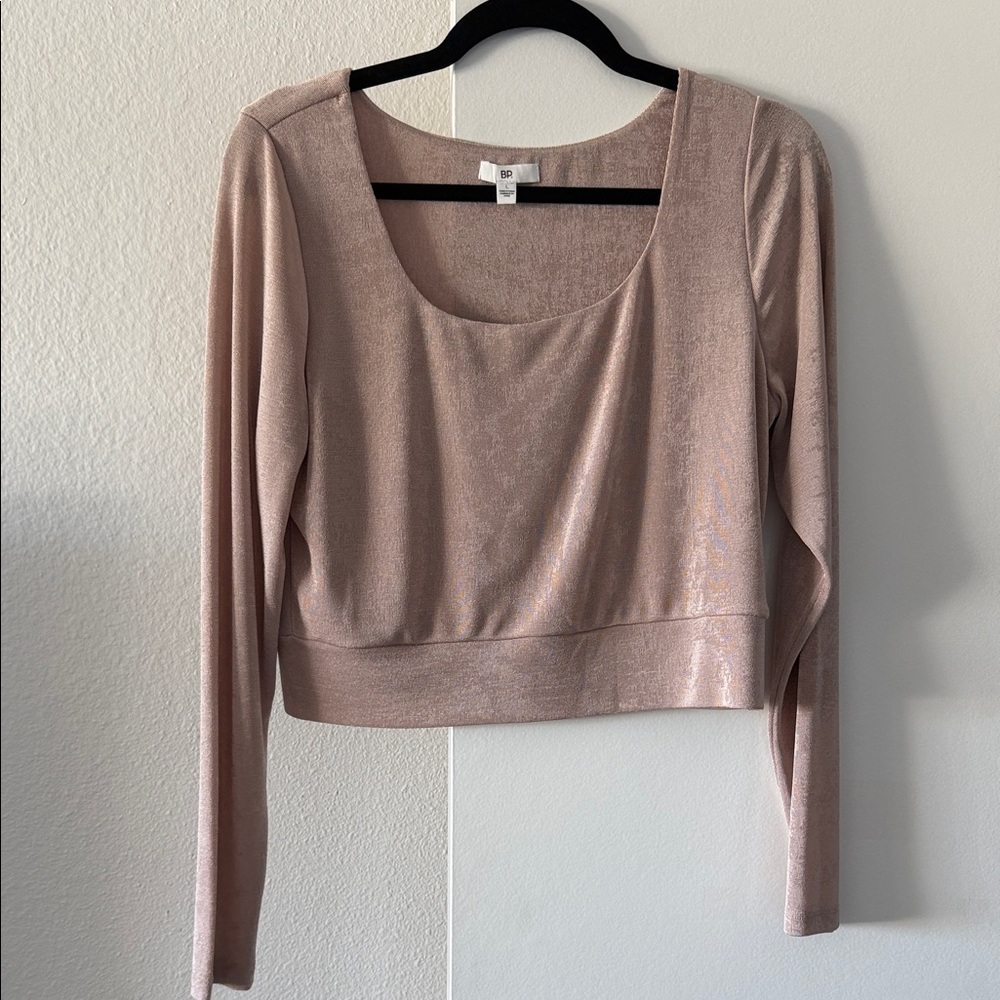 BP Blush Pink Long Sleeve Crop Top
